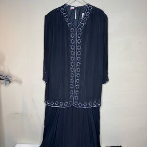 Gunit vintage black long Rayon sequins dress black formal size 1X